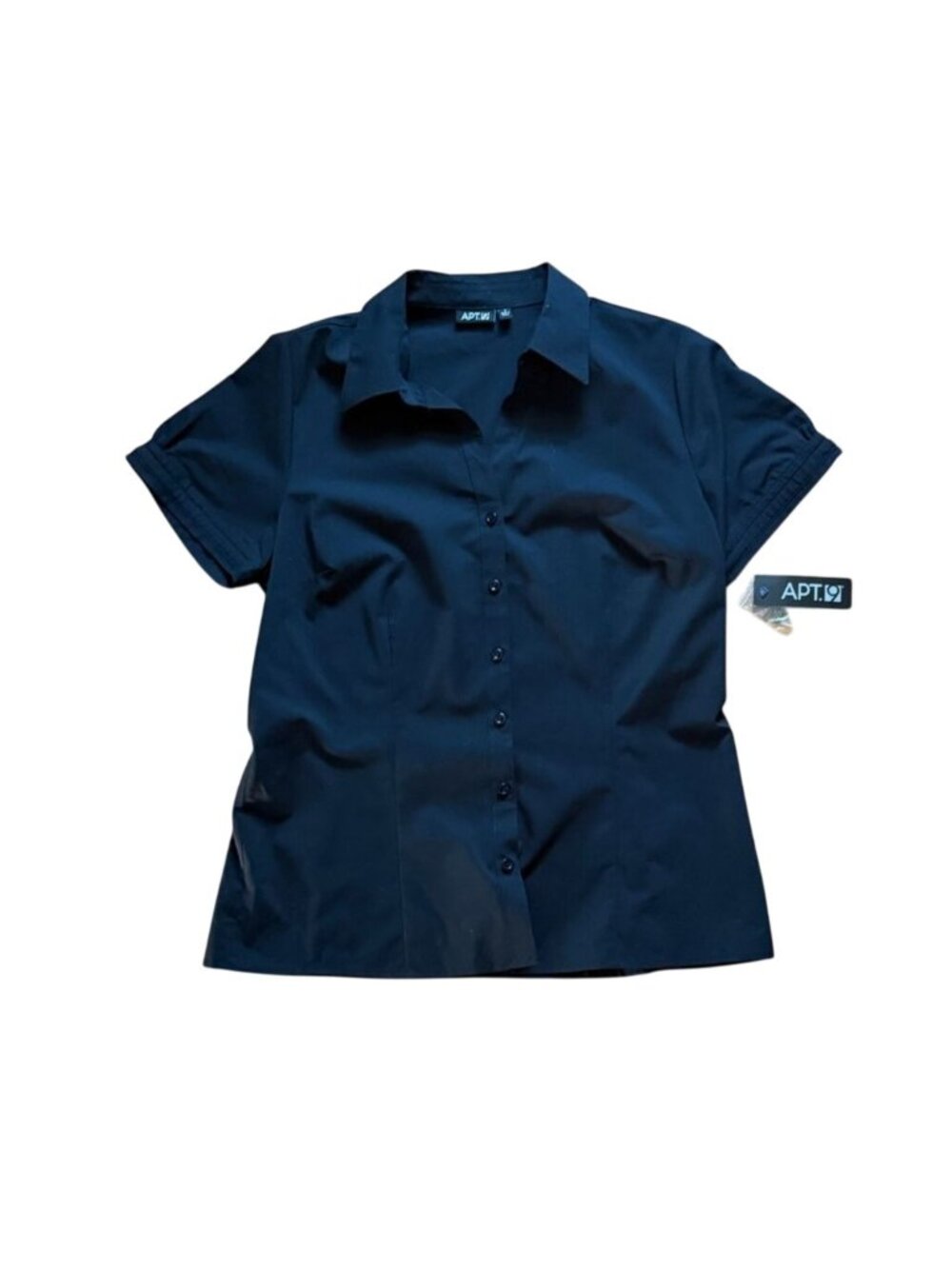 Apt. 9 Tailored Fit Buttom Front Short Sleeve Shirt-Black-L-NWT